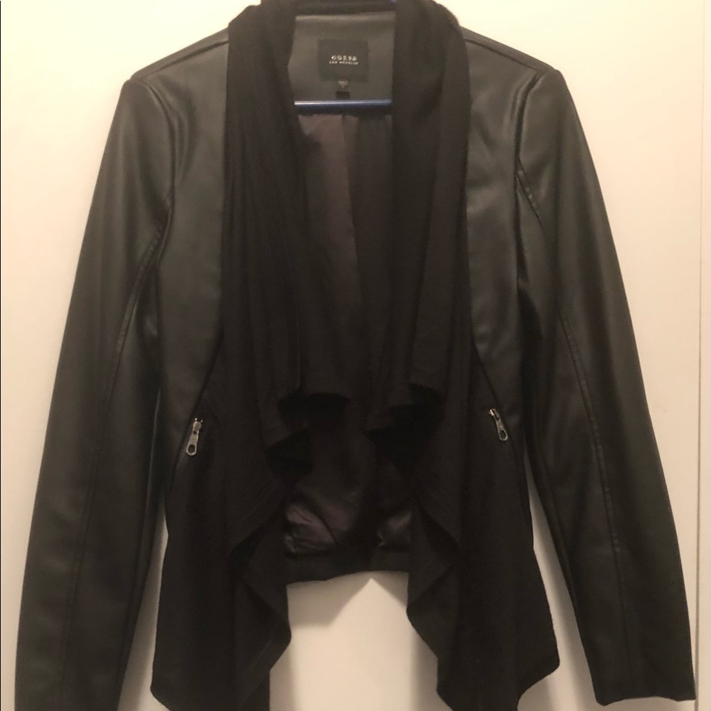 Guess faux leather shawl jacket